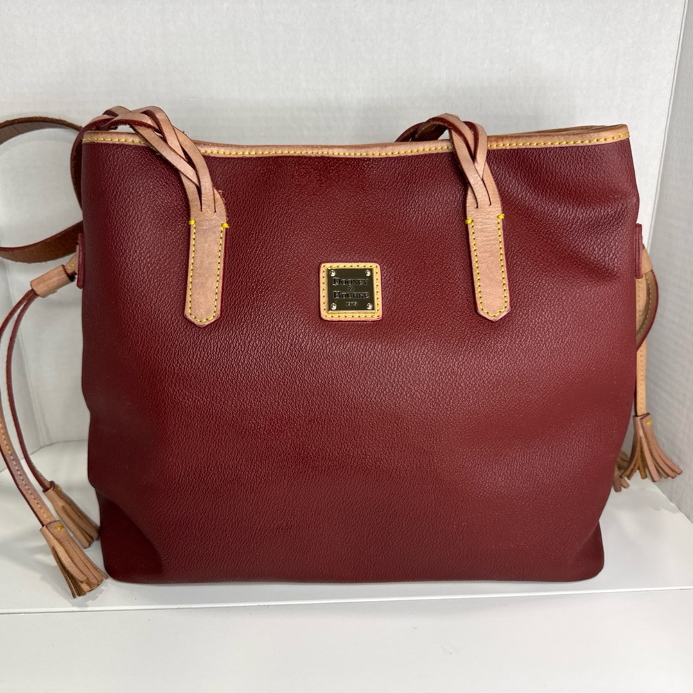 Dooney & Bourke “Charleston Shopper” Burgundy Leather Tote Bag